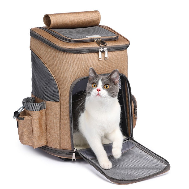 Sac à Dos Pliable Portable avec Chariot Universel pour Chat et Chien Voyage - IVOIRART.COM