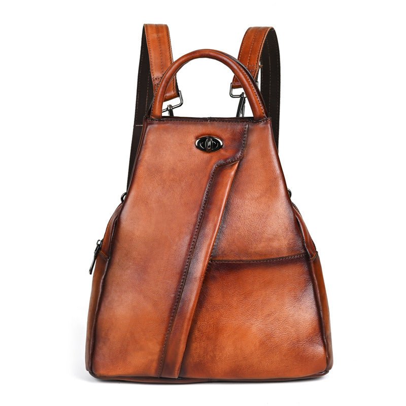 Sac à dos vintage grande capacité en cuir pleine fleur de vachette authentique!! - IVOIRART.COM