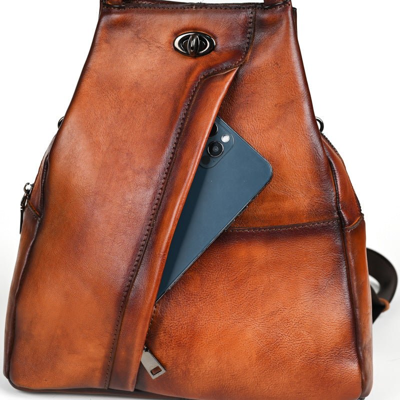 Sac à dos vintage grande capacité en cuir pleine fleur de vachette authentique!! - IVOIRART.COM