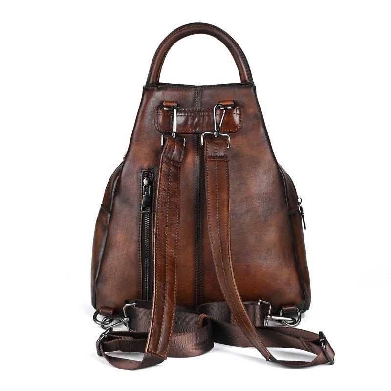 Sac à dos vintage grande capacité en cuir pleine fleur de vachette authentique!! - IVOIRART.COM