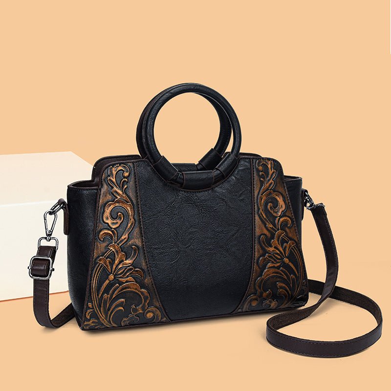 Sac à épaule femme de style ethnique, grande capacité, forme carrée horizontale - IVOIRART.COM