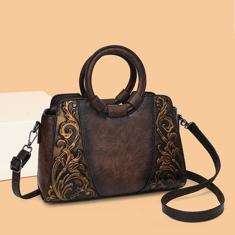 Sac à épaule femme de style ethnique, grande capacité, forme carrée horizontale - IVOIRART.COM