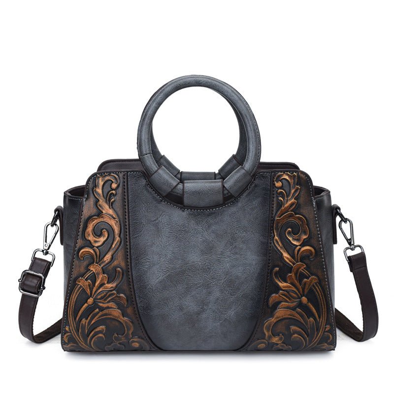 Sac à épaule femme de style ethnique, grande capacité, forme carrée horizontale - IVOIRART.COM