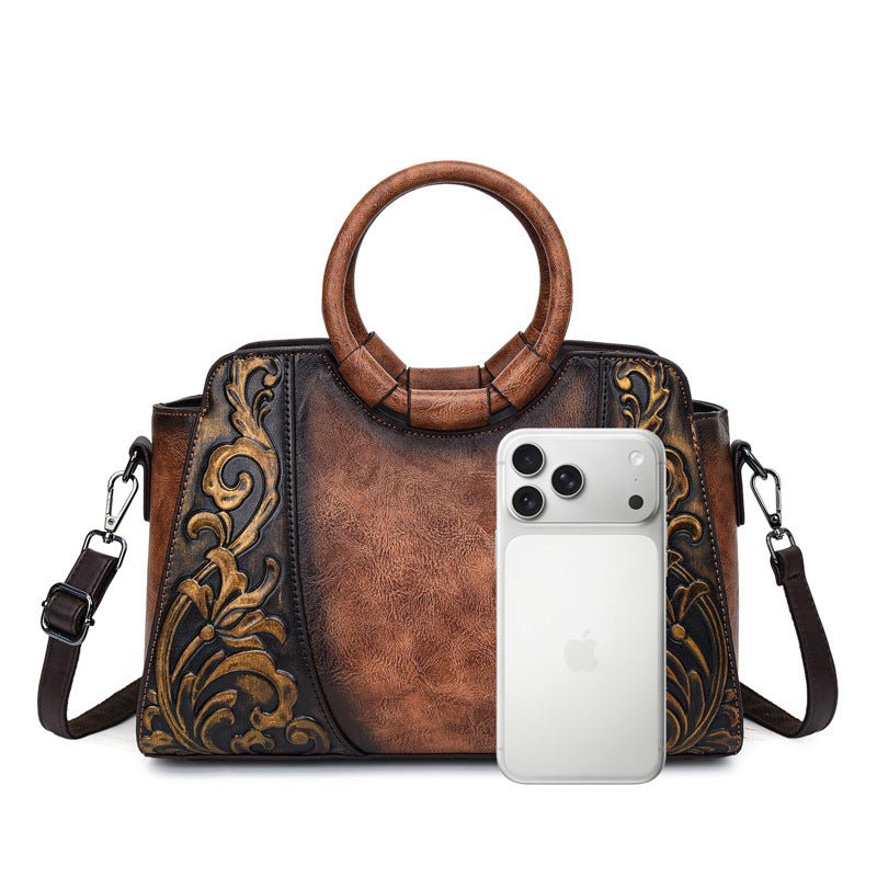 Sac à épaule femme de style ethnique, grande capacité, forme carrée horizontale - IVOIRART.COM