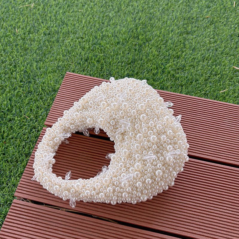 Sac à Épaule Femme Mignon Polyvalent en Perles pour Usage Quotidien Blanc - IVOIRART.COM