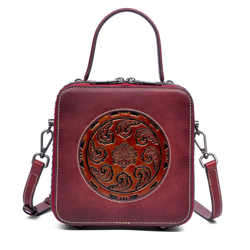 Sac à Épaule Femme Vintage en Cuir Véritable Style Nouveau, Forme Carrée - IVOIRART.COM
