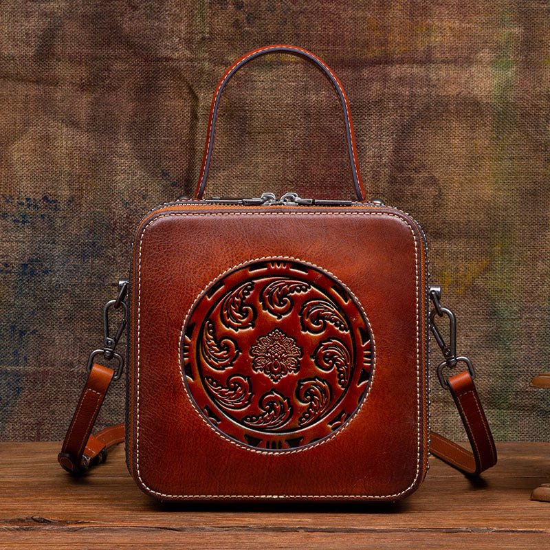Sac à Épaule Femme Vintage en Cuir Véritable Style Nouveau, Forme Carrée - IVOIRART.COM
