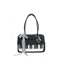 Sac à Épaule Léger Abeibi Noir et Blanc à Pois Motif Touches de Piano - IVOIRART.COM