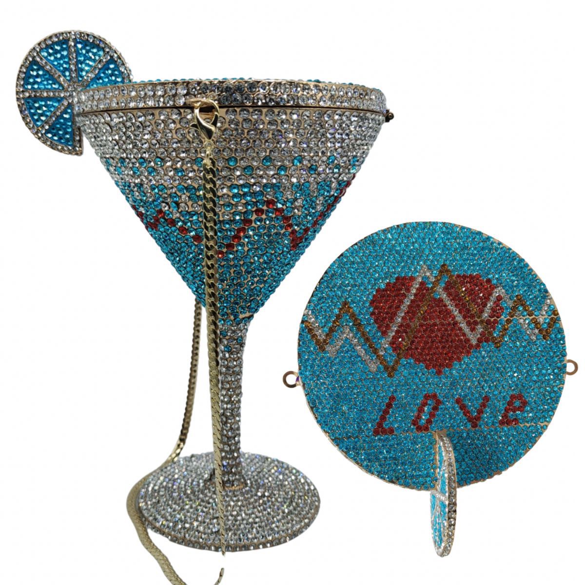 Sac à main cocktail en forme de calice diamanté, rigide et élégant, 18,5 cm - IVOIRART.COM