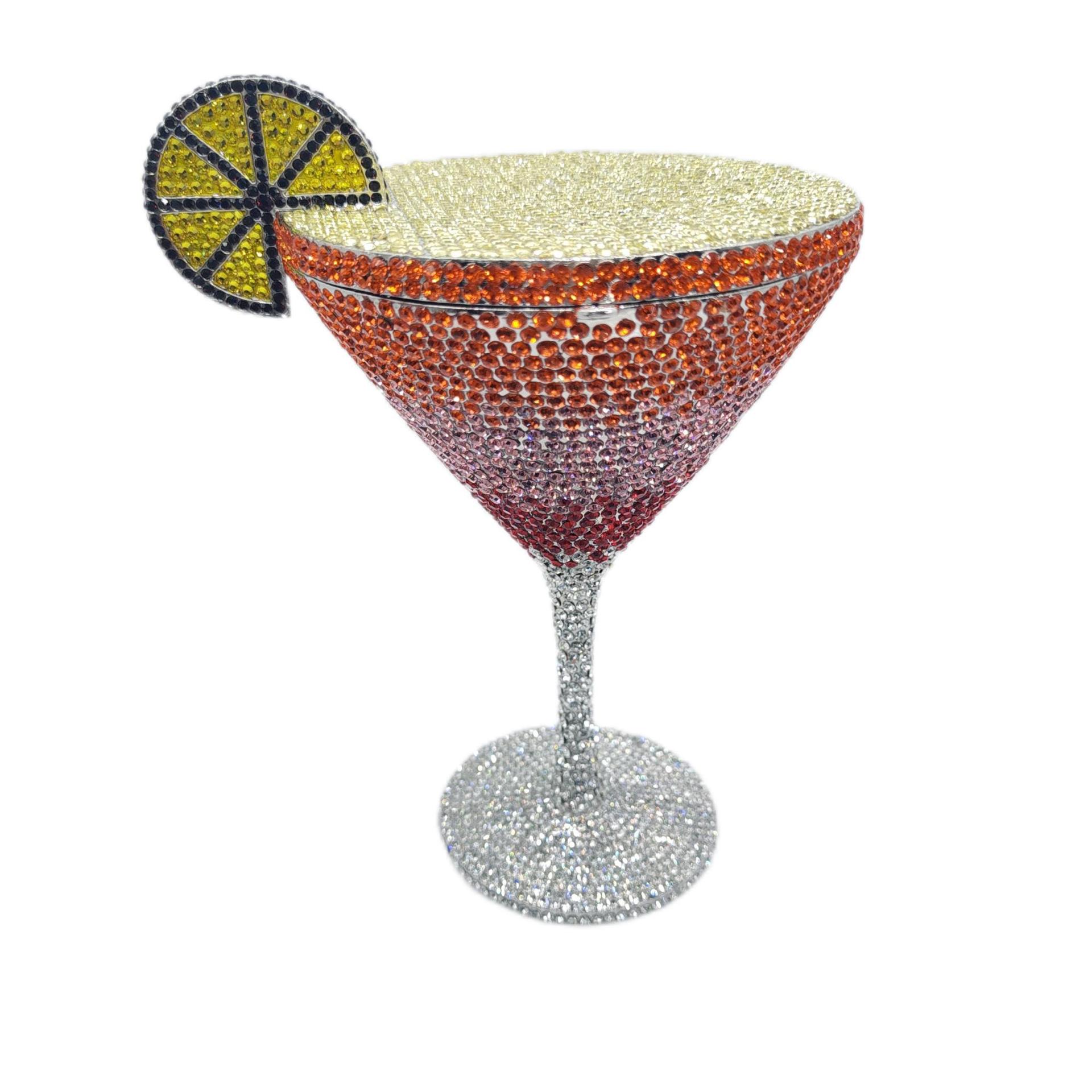 Sac à main cocktail en forme de calice diamanté, rigide et élégant, 18,5 cm - IVOIRART.COM