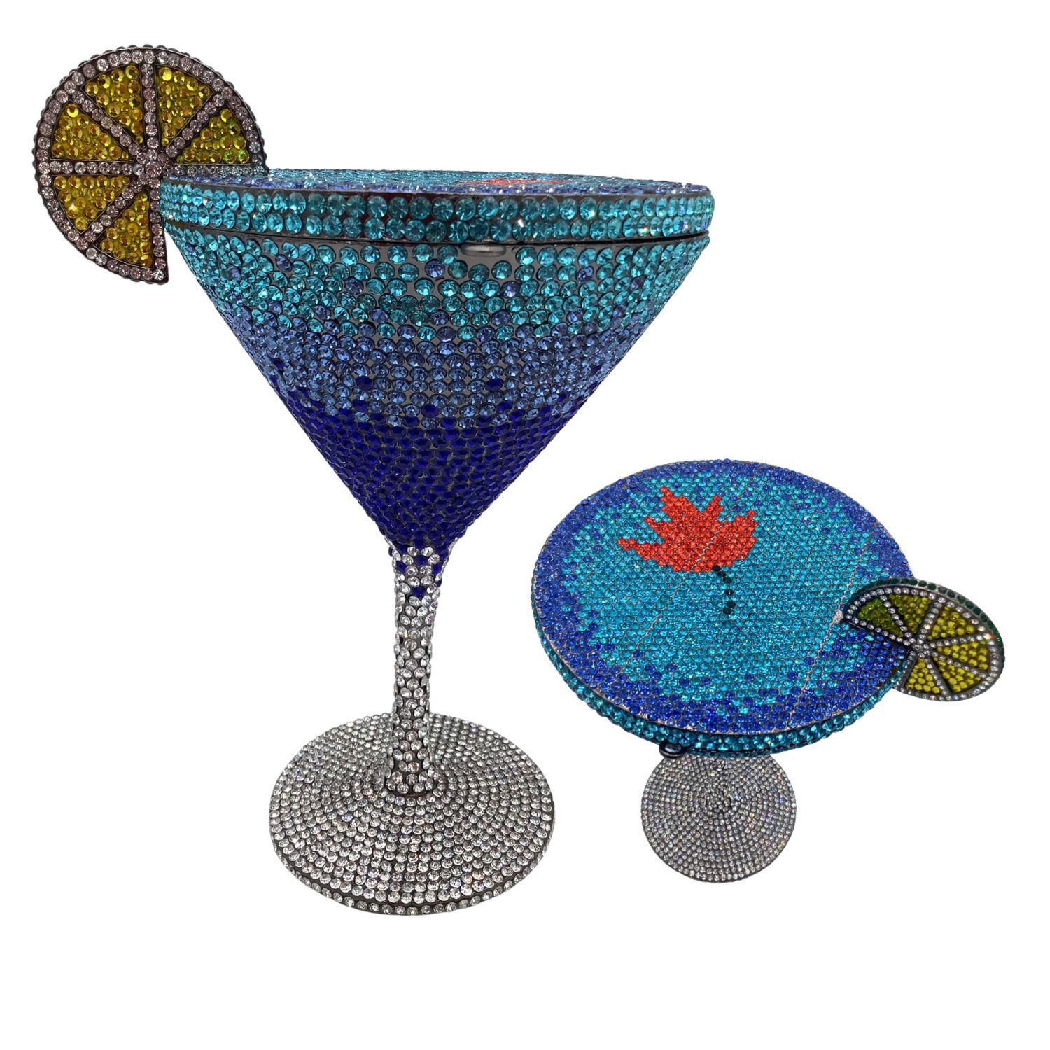 Sac à main cocktail en forme de calice diamanté, rigide et élégant, 18,5 cm - IVOIRART.COM