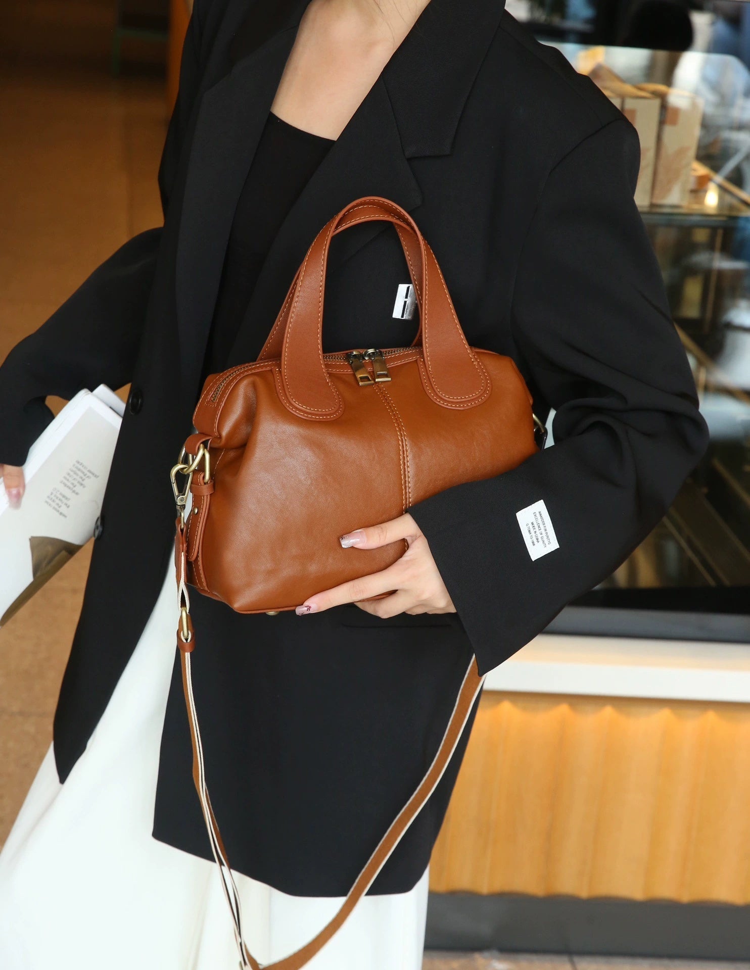 Sac à main cuir femme style haut de gamme, cabas en cuir pleine fleur, grand Pro - IVOIRART.COM