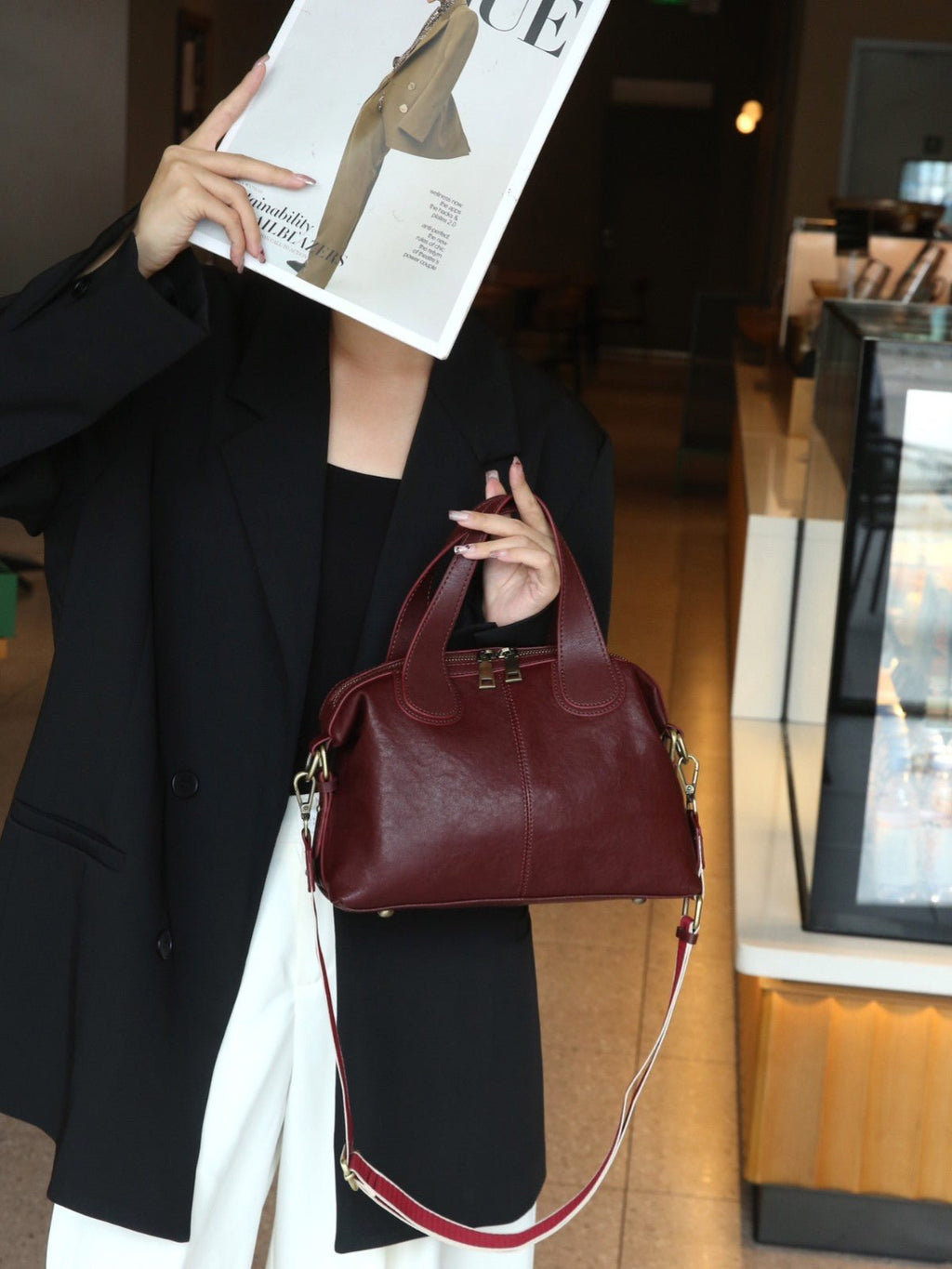 Sac à main cuir femme style haut de gamme, cabas en cuir pleine fleur, grand Pro - IVOIRART.COM