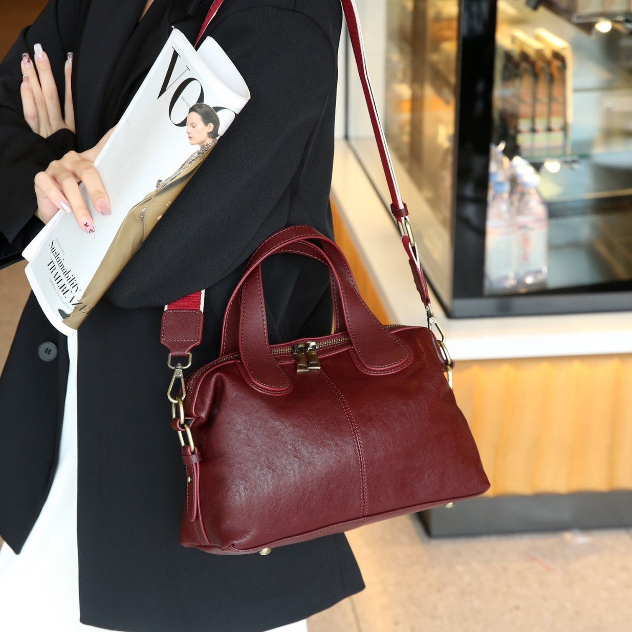 Sac à main cuir femme style haut de gamme, cabas en cuir pleine fleur, grand Pro - IVOIRART.COM