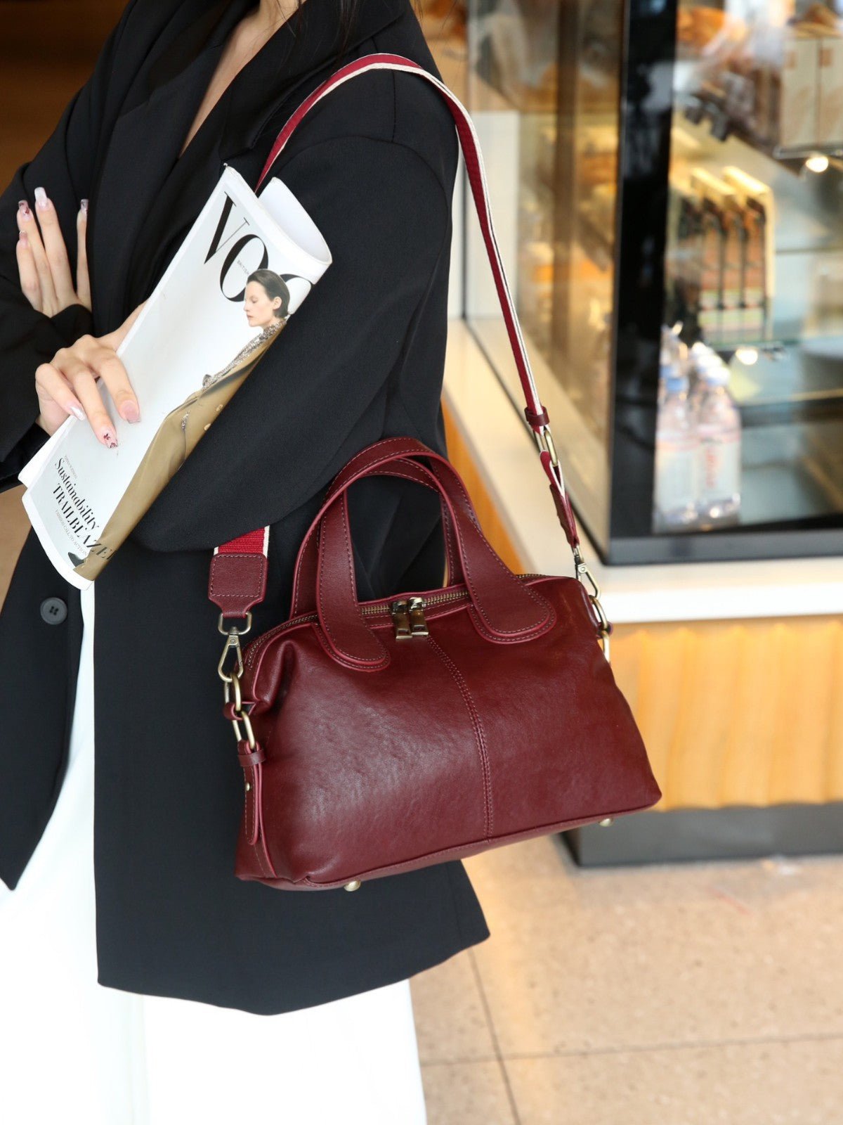 Sac à main cuir femme style haut de gamme, cabas en cuir pleine fleur, grand Pro - IVOIRART.COM