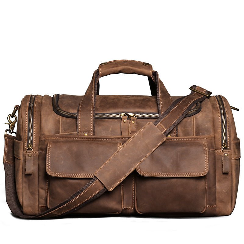 Sac à Main de Voyage en Cuir Crazy Horse Véritable, Résistant et Léger - IVOIRART.COM