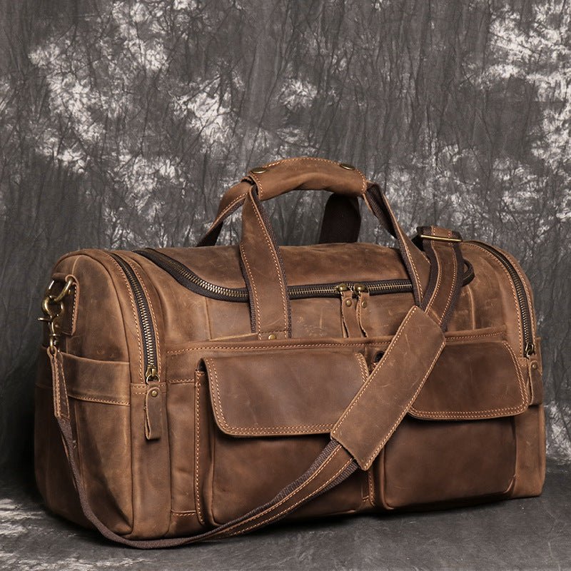Sac à Main de Voyage en Cuir Crazy Horse Véritable, Résistant et Léger - IVOIRART.COM