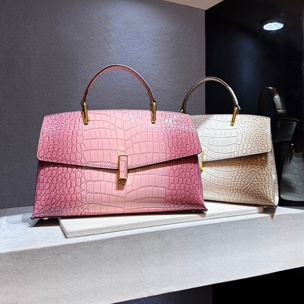Sac à main en cuir aspect crocodile, sac épaule et bandoulière élégant et robuste - IVOIRART.COM