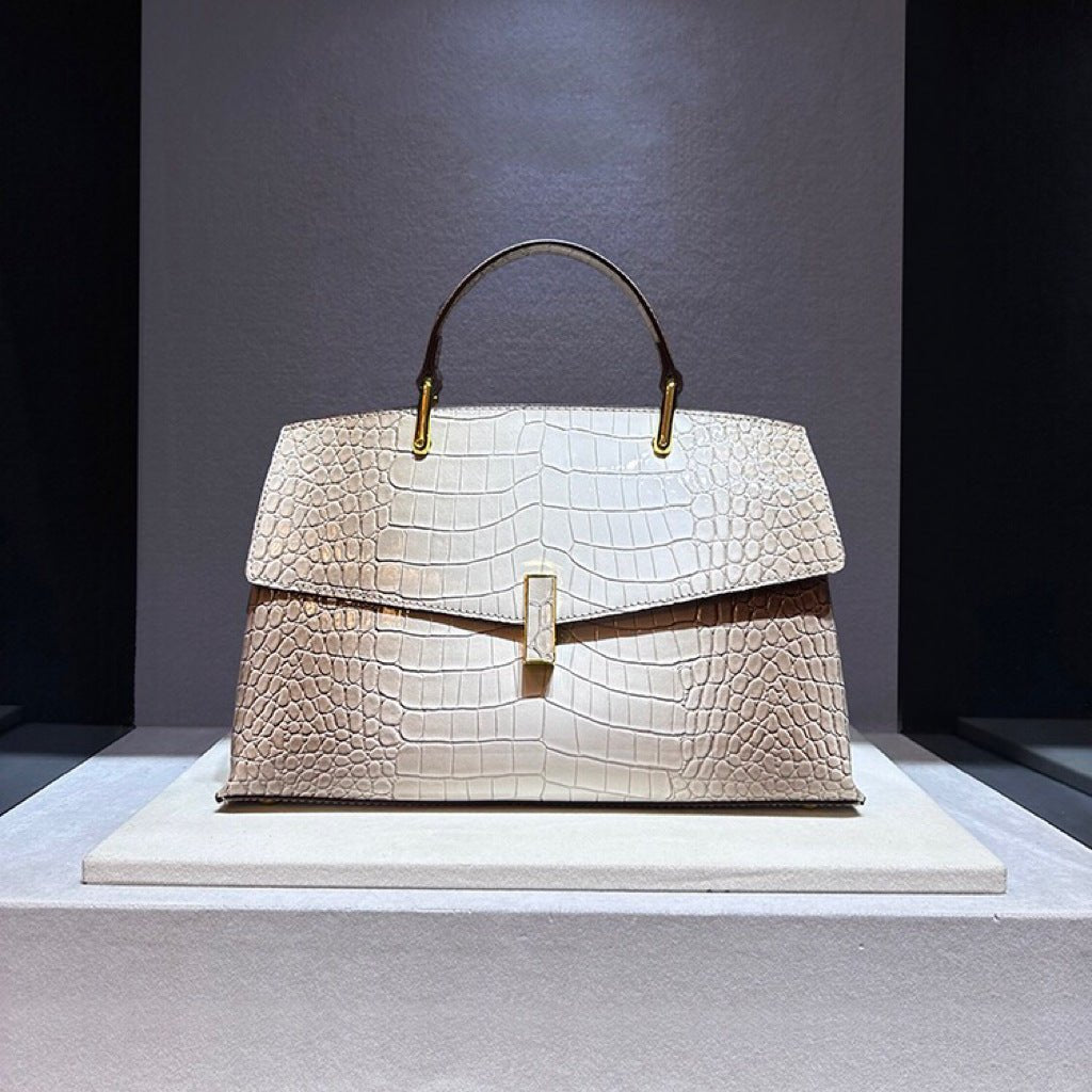 Sac à main en cuir aspect crocodile, sac épaule et bandoulière élégant et robuste - IVOIRART.COM