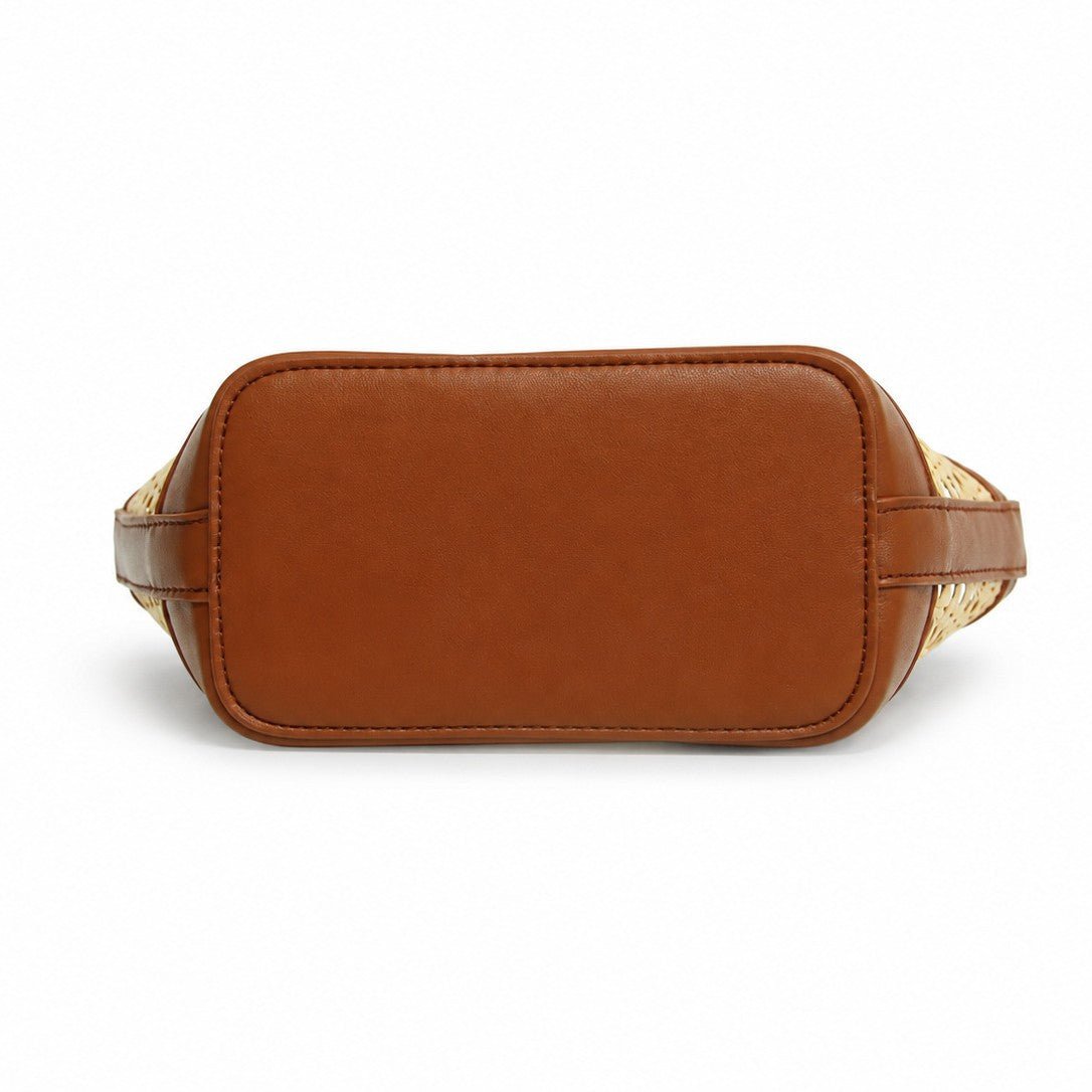 Sac à main en rotin tressé ajouré - style seau, élégant pour sorties et quotidien - IVOIRART.COM