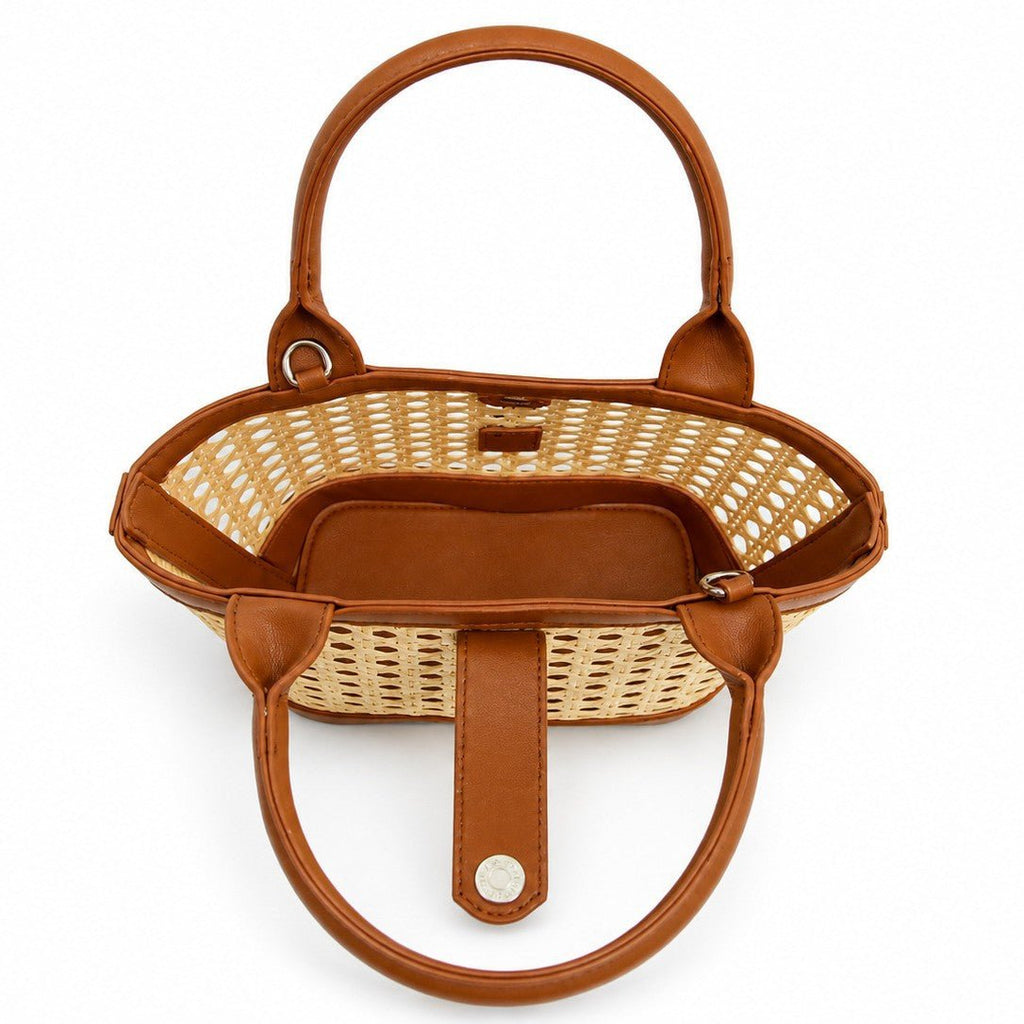 Sac à main en rotin tressé ajouré - style seau, élégant pour sorties et quotidien - IVOIRART.COM