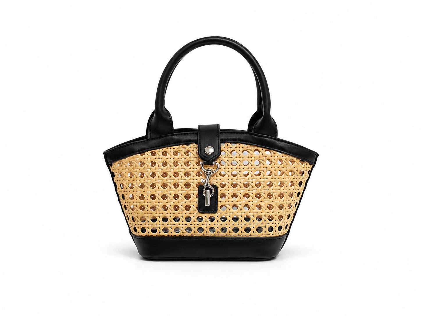 Sac à main en rotin tressé ajouré - style seau, élégant pour sorties et quotidien - IVOIRART.COM