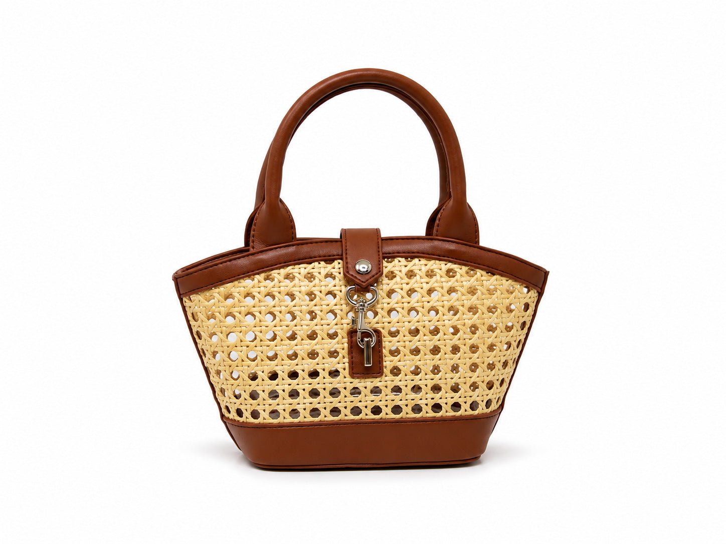 Sac à main en rotin tressé ajouré - style seau, élégant pour sorties et quotidien - IVOIRART.COM
