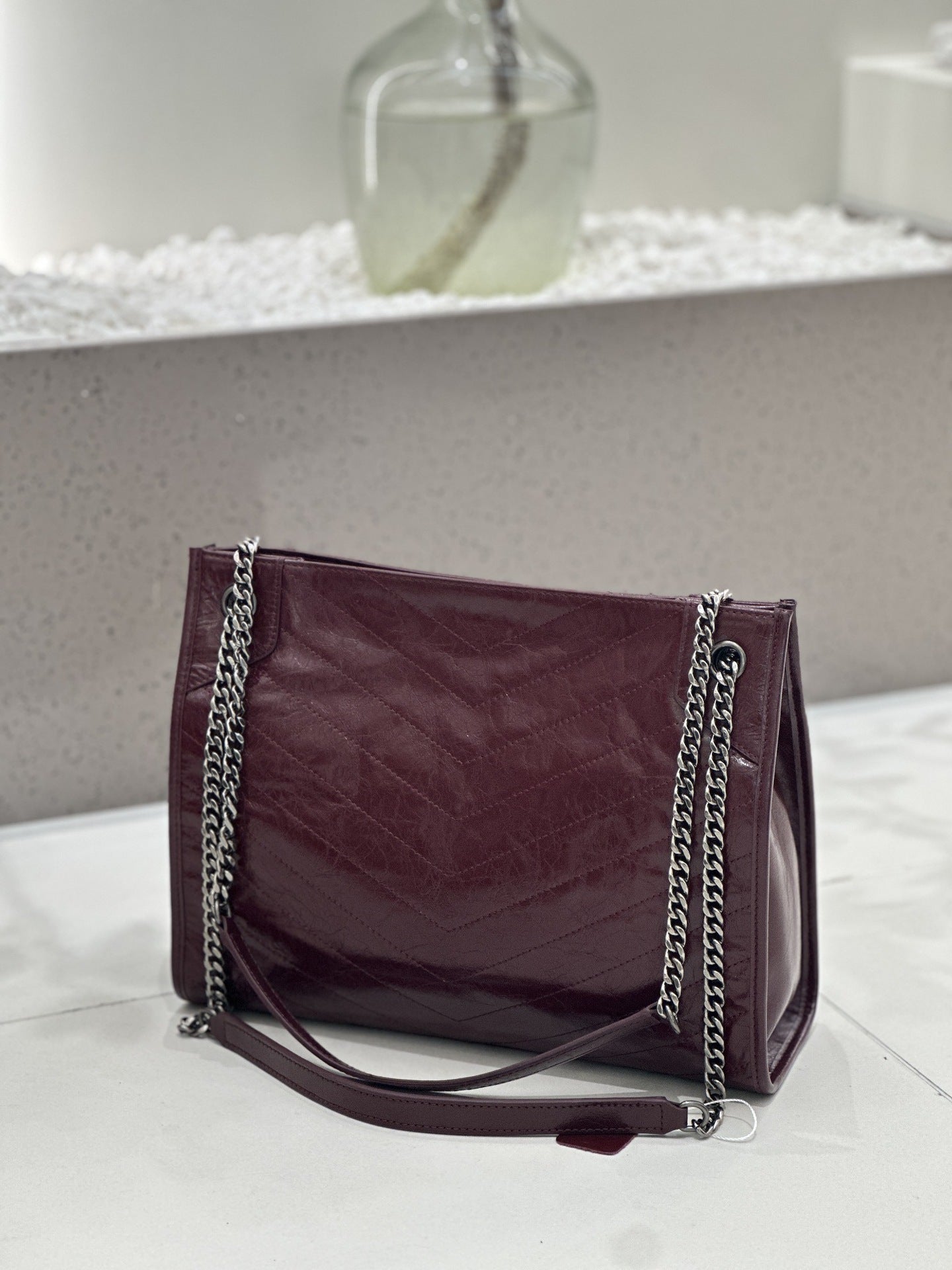 Sac à main femme cuir véritable matelassé NG-2029, grand format, chaîne élégante. - IVOIRART.COM
