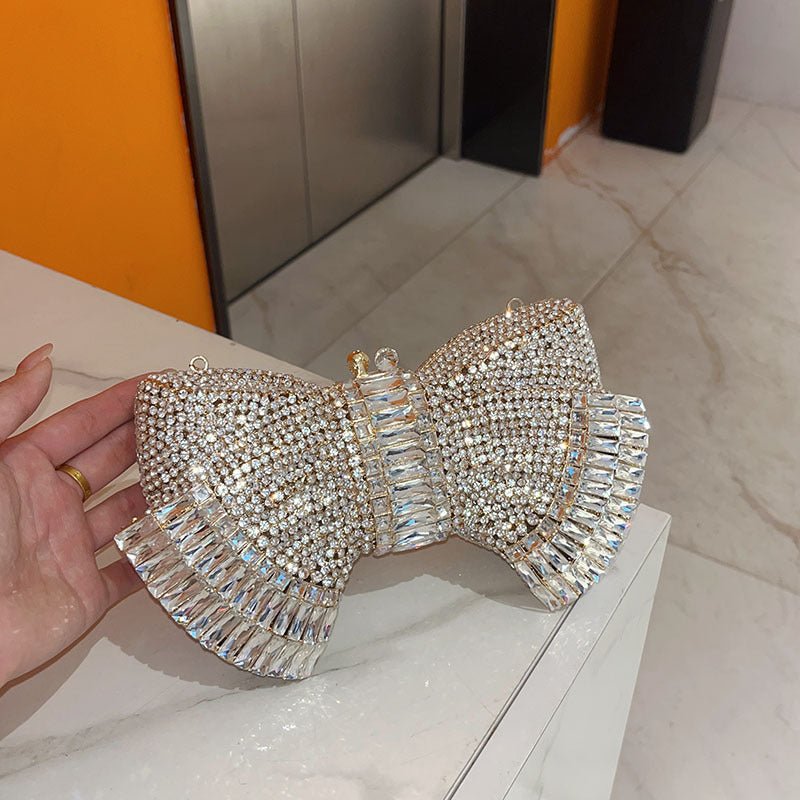 Sac à main métallique à nœud papillon mode avec bandoulière croisée élégant - IVOIRART.COM