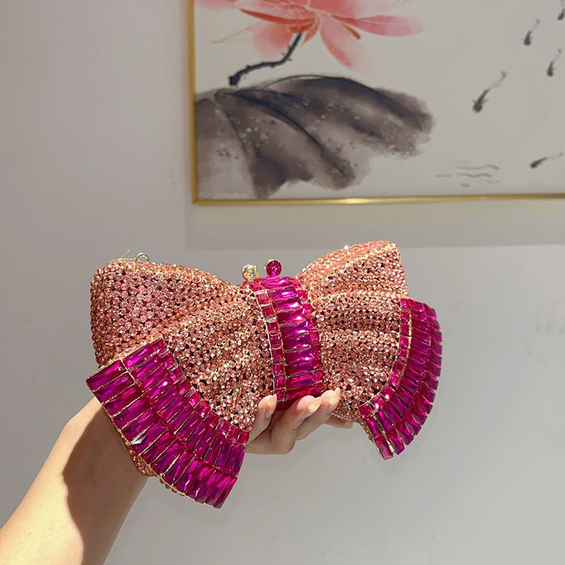 Sac à main métallique à nœud papillon mode avec bandoulière croisée élégant - IVOIRART.COM
