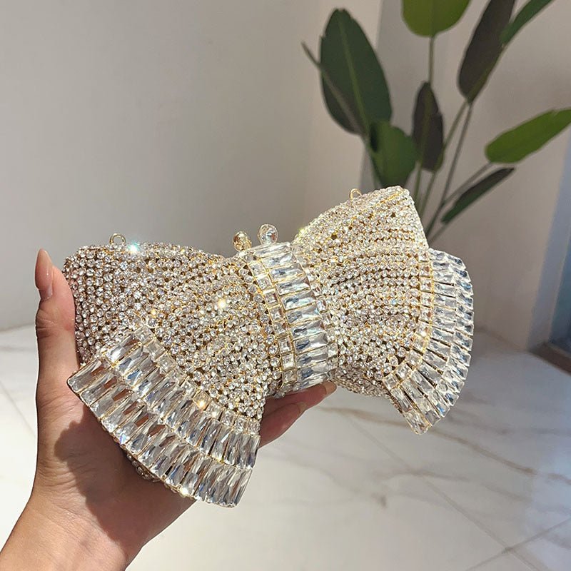 Sac à main métallique à nœud papillon mode avec bandoulière croisée élégant - IVOIRART.COM
