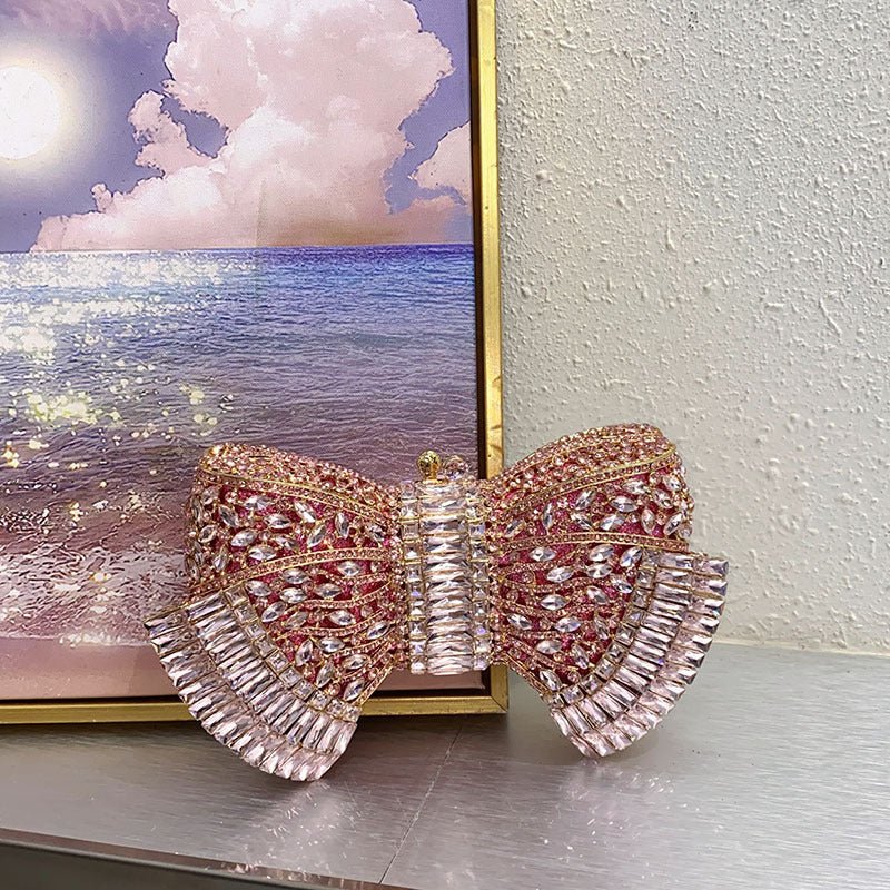 Sac à main métallique à nœud papillon mode avec bandoulière croisée élégant - IVOIRART.COM