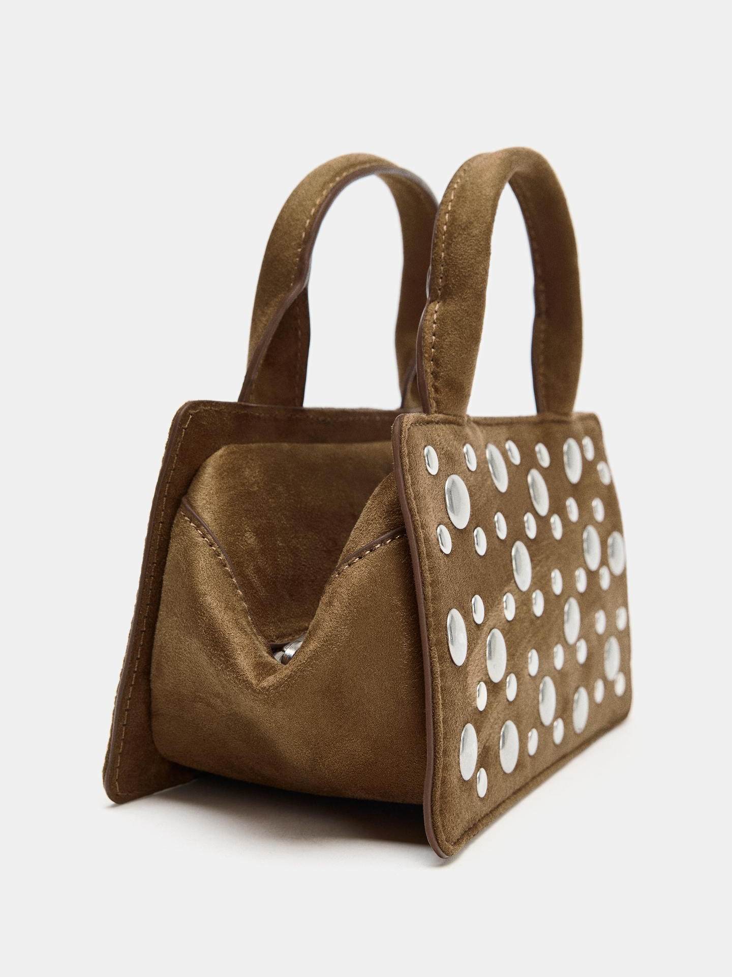 Sac à main punk riveté camel, style commuter tendance, bandoulière réglable chic - IVOIRART.COM