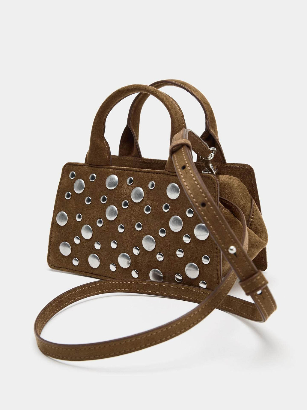 Sac à main punk riveté camel, style commuter tendance, bandoulière réglable chic - IVOIRART.COM