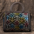 Sac à main rétro en cuir pleine fleur gaufré pour épaule et bandoulière - IVOIRART.COM