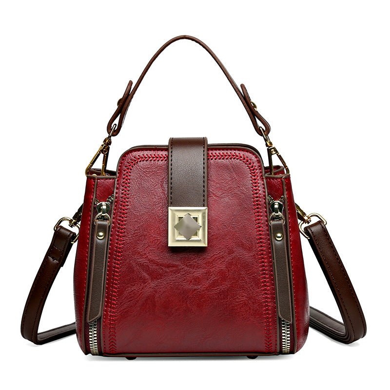 Sac à main rétro femme en cuir PU doux texturé - bandoulière épaule croisée uni - IVOIRART.COM