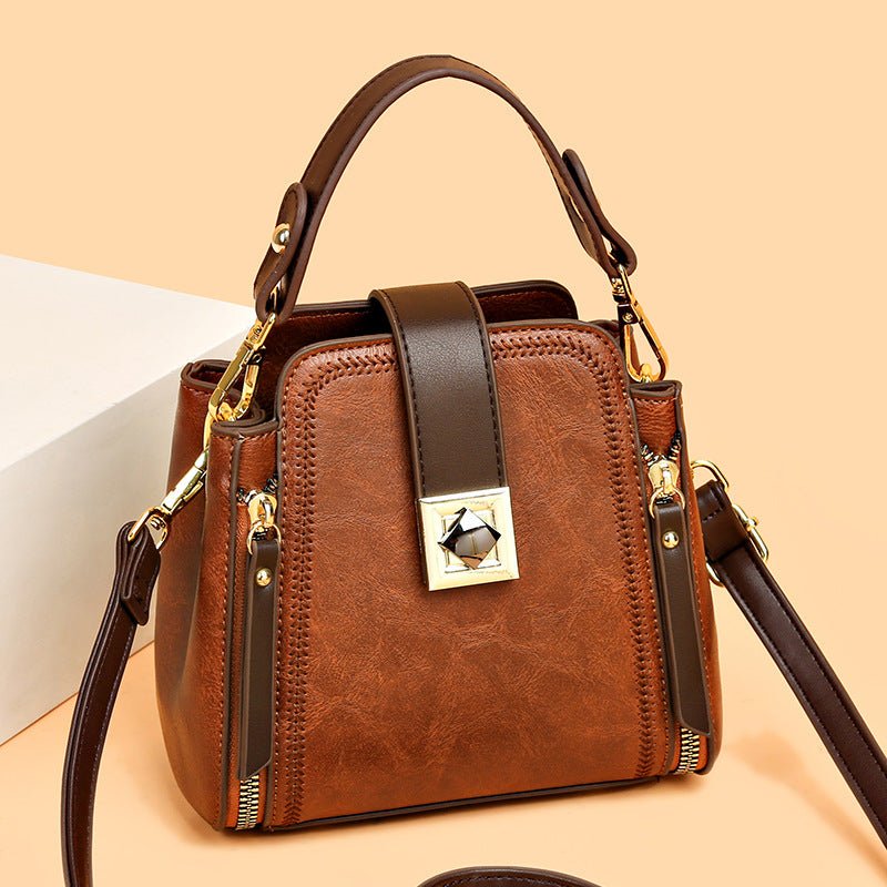 Sac à main rétro femme en cuir PU doux texturé - bandoulière épaule croisée uni - IVOIRART.COM