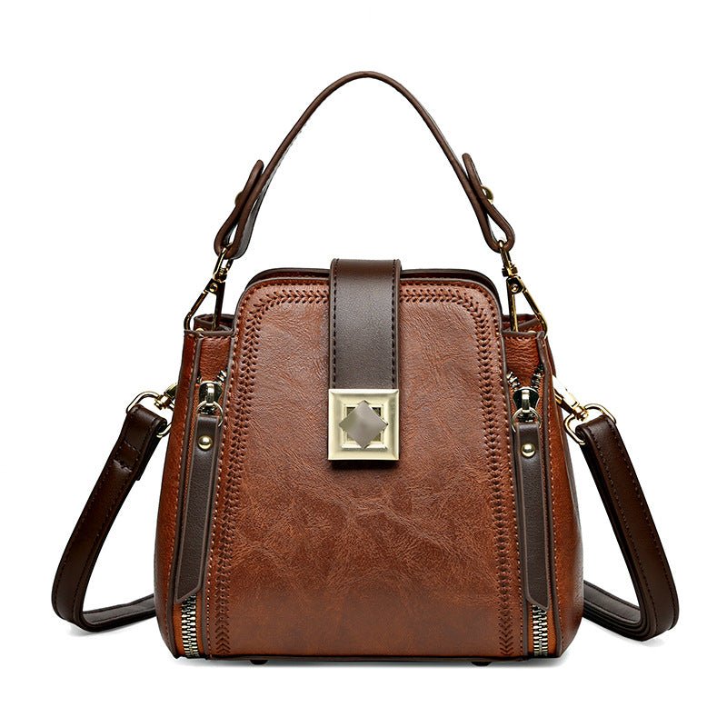 Sac à main rétro femme en cuir PU doux texturé - bandoulière épaule croisée uni - IVOIRART.COM