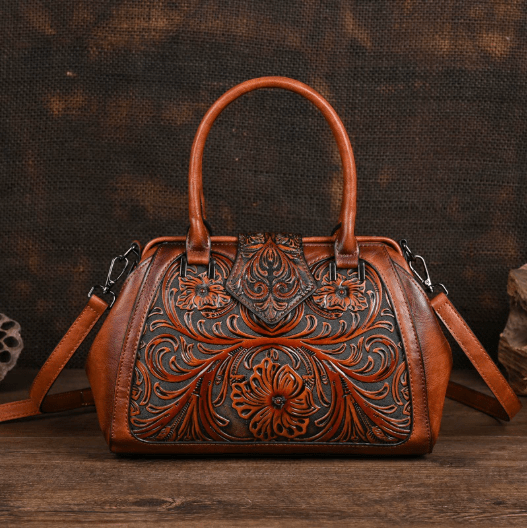 Sac à main sculpté artisanal pour femme avec bandoulière asymétrique en cuir - IVOIRART.COM