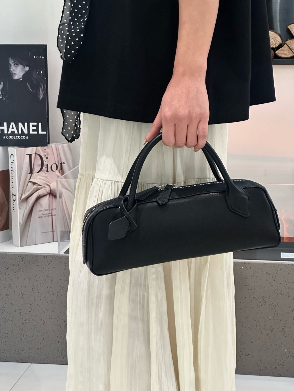 Sac baguette en cuir pleine fleur de vache, bandoulière unique sac Napa femme FR - IVOIRART.COM