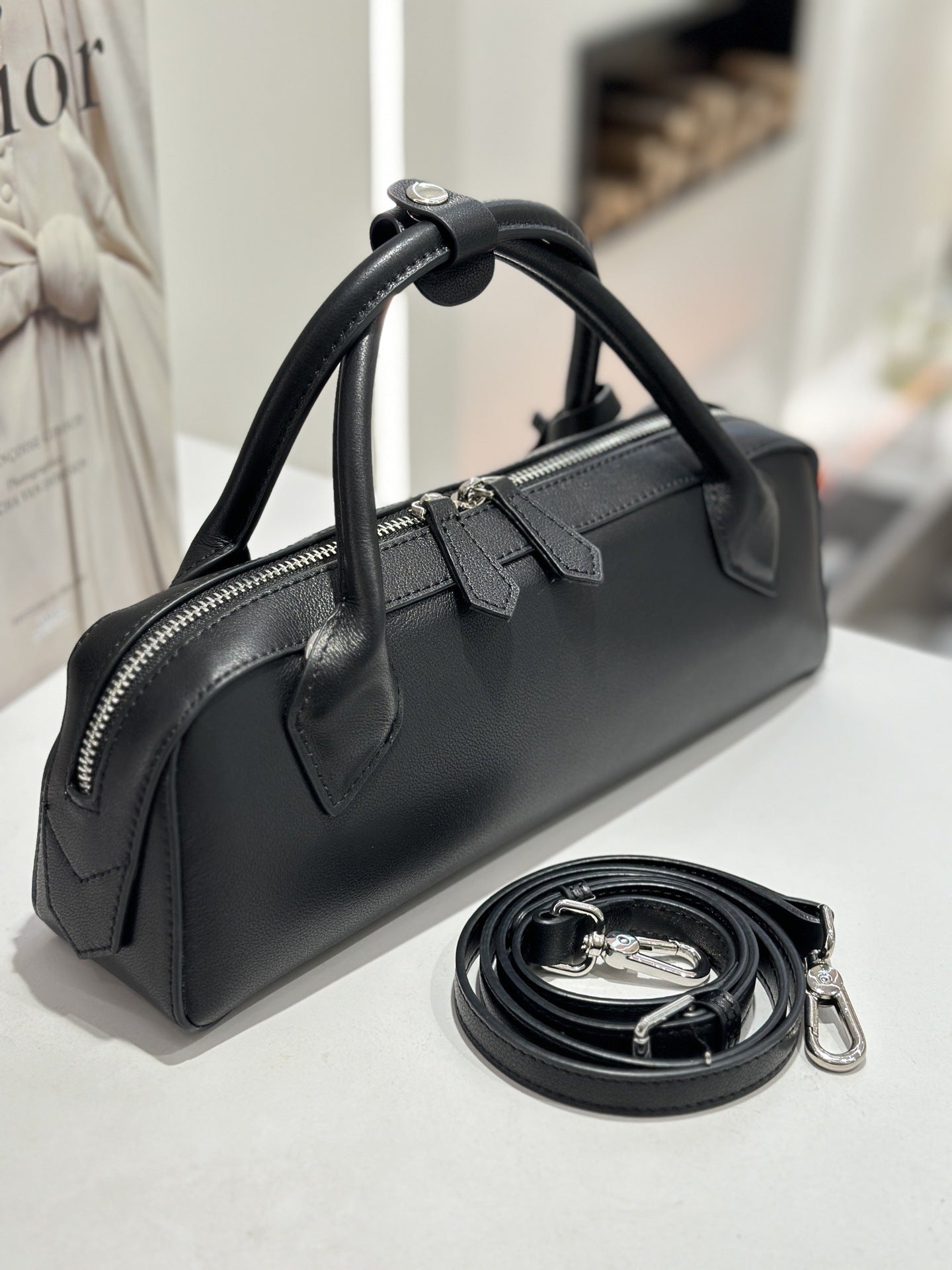 Sac baguette en cuir pleine fleur de vache, bandoulière unique sac Napa femme FR - IVOIRART.COM