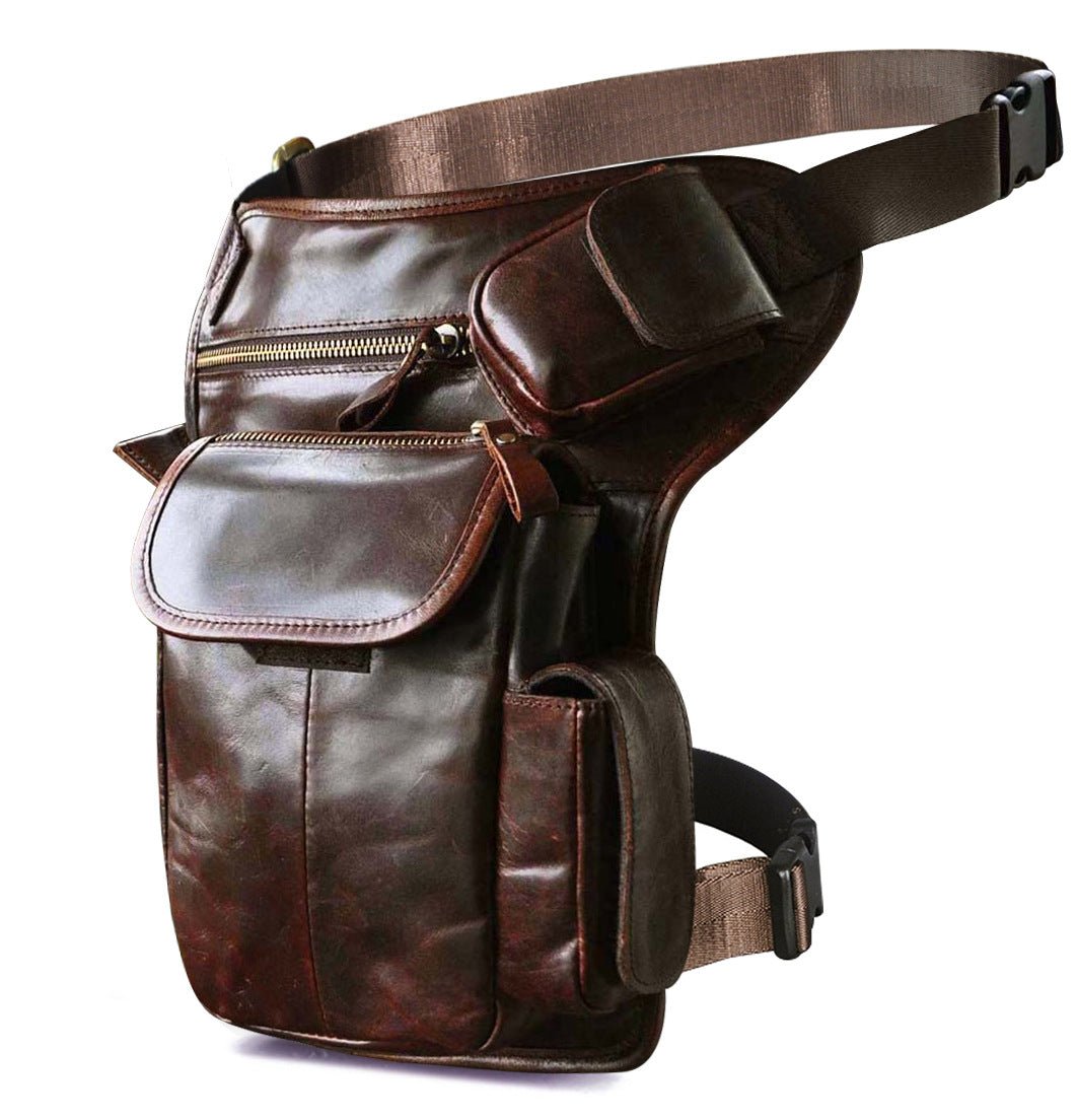 Sac Banane Homme Vintage en Cuir de Vache Ciré à la Cire d’Huile Première Couche - IVOIRART.COM