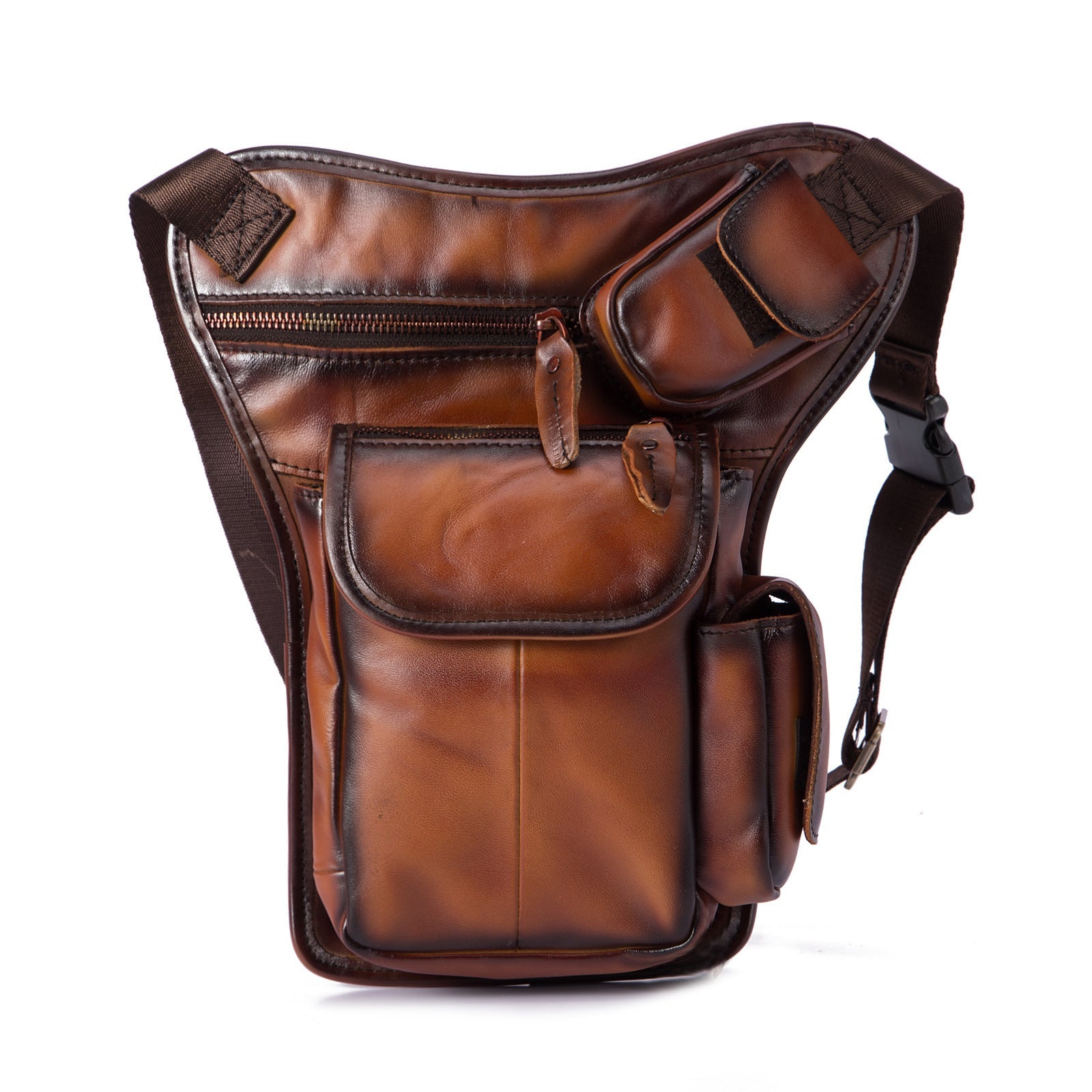 Sac Banane Homme Vintage en Cuir de Vache Ciré à la Cire d’Huile Première Couche - IVOIRART.COM