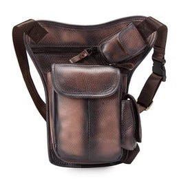Sac Banane Homme Vintage en Cuir de Vache Ciré à la Cire d’Huile Première Couche - IVOIRART.COM