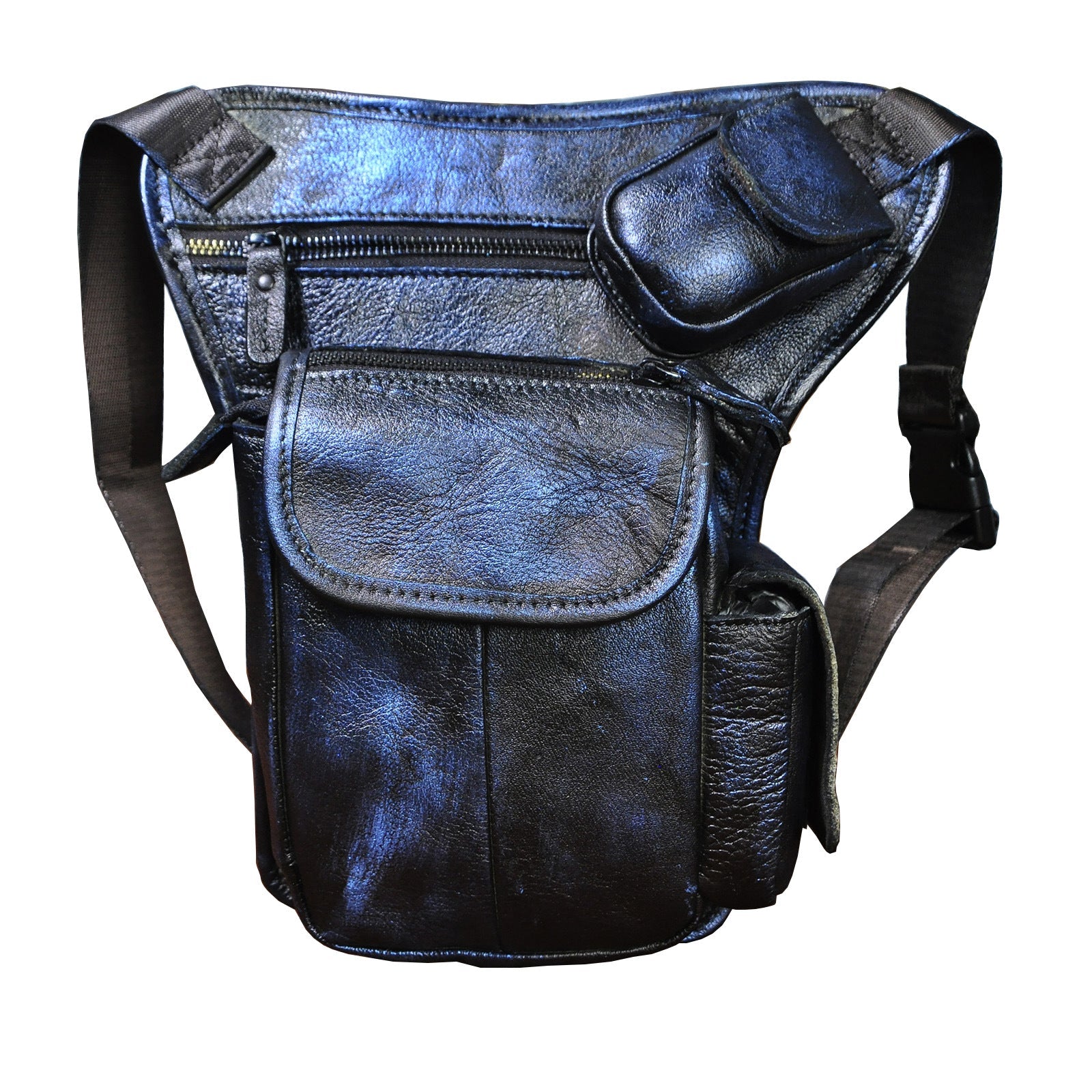 Sac Banane Homme Vintage en Cuir de Vache Ciré à la Cire d’Huile Première Couche - IVOIRART.COM