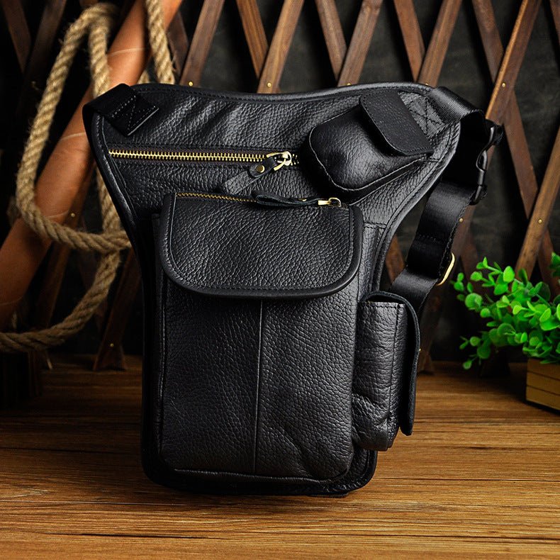 Sac Banane Homme Vintage en Cuir de Vache Ciré à la Cire d’Huile Première Couche - IVOIRART.COM