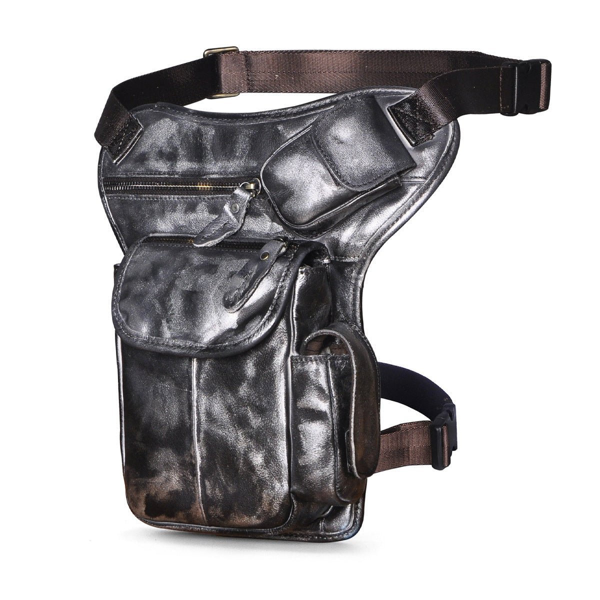 Sac Banane Homme Vintage en Cuir de Vache Ciré à la Cire d’Huile Première Couche - IVOIRART.COM
