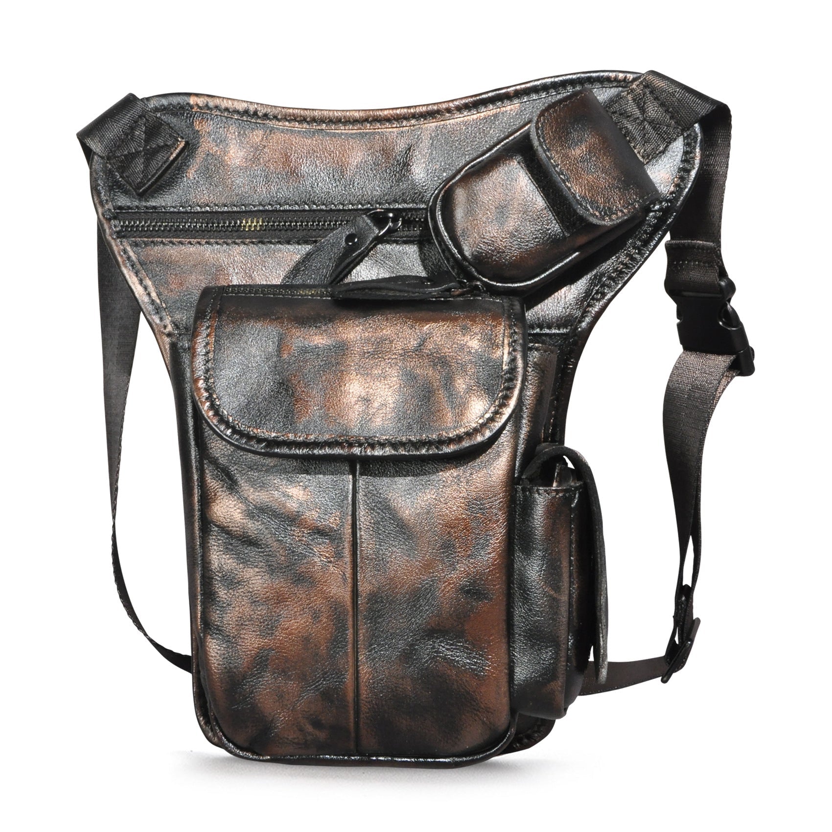 Sac Banane Homme Vintage en Cuir de Vache Ciré à la Cire d’Huile Première Couche - IVOIRART.COM