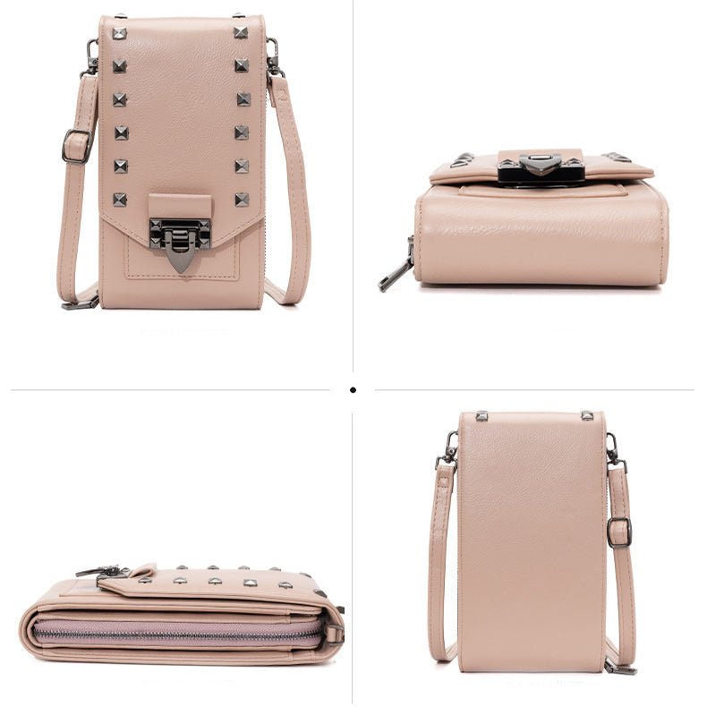 Sac Bandoulière à Clous pour Femme, Sac à Main Mobile en Couleur Unie - IVOIRART.COM