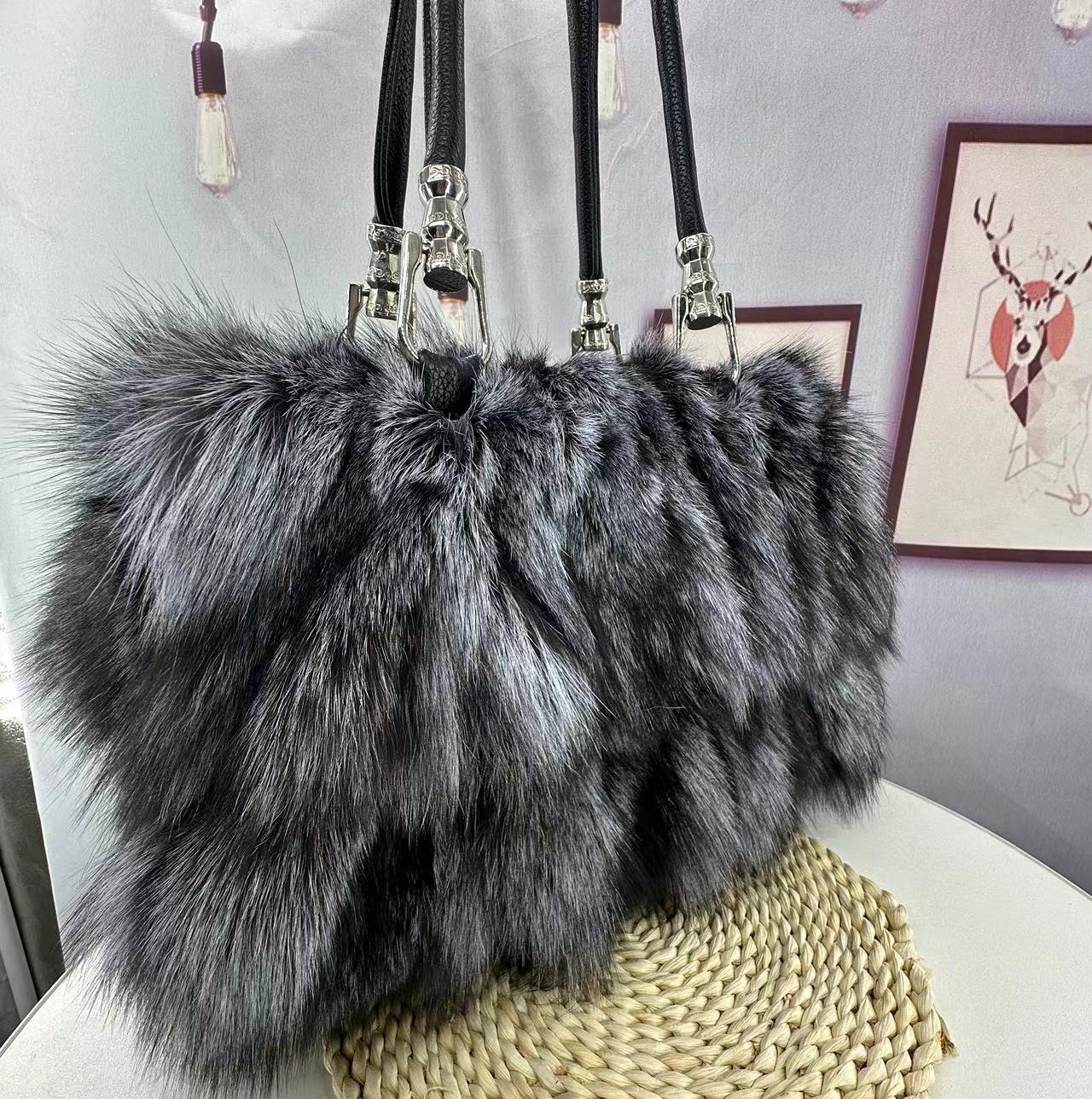 Sac bandoulière à épaule unique pour femme style coréen en fourrure de renard - IVOIRART.COM